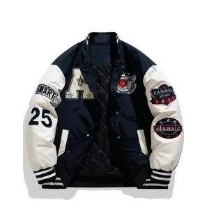 Men’s colorblock baseball jacket with letter and figure embroidery, regular fit casual long sleeves, button front outerwear for fall and winter, men’s clothing for daily wear