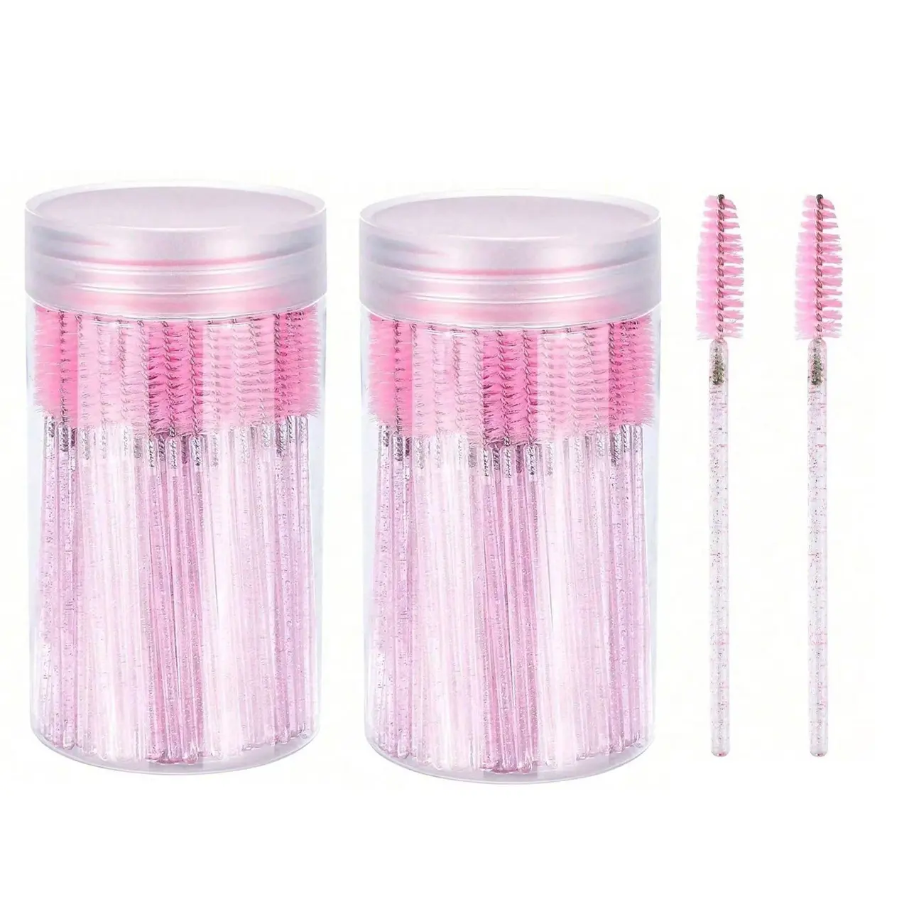 Disposable Lash Wands (200/100/50Counts) with Storage Case | Bendable & Washable Eyelash Curler | Crystal Spiral-shaped Lash Wands Eyelash Brush for False Lashes Eyelash Tools