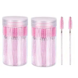 Disposable Lash Wands (200/100/50Counts) with Storage Case | Bendable & Washable Eyelash Curler | Crystal Spiral-shaped Lash Wands for False Lashes Eyelash Brush