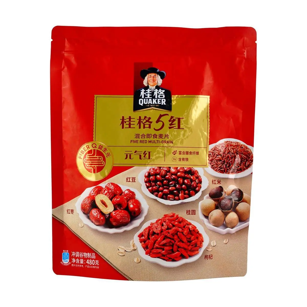 QUAKER Instant Oatmeal 5 Red Mix 480g - Nourishing Breakfast for Energy and Blood Health