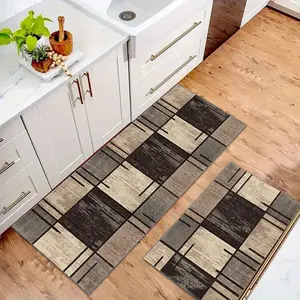 1PC/2PC/3PCS Kitchen mat set, daily household kitchen carpet set, American checkered pattern kitchen mat set, washable long carpet, Kitchen Rugs Sets, suitable for laundry room carpet, kitchen, living room, bedside, porch, balcony mat and home decoration