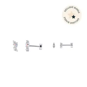 PAVOI Rhodium Plated 925 Sterling Silver Post Flat Back Opal & Deux Cubic Zirconia Earrings - TikTok Set