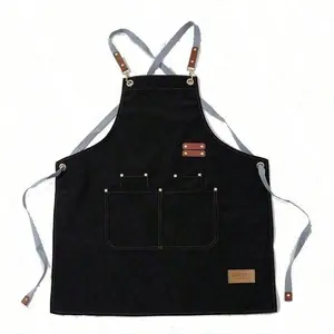 1PC Kitchen apron Waterproof cross adjustable webbing Restaurant bar Barbershop work apron