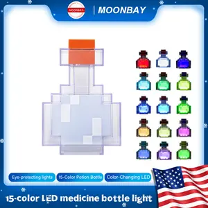 15-Color Potion Bottle Lamp, Color-Changing LED Mood Light for Bedroom Desk Gaming Room, Magic RPG-Style Night Light for Home Decor, Cosplay & Gift Ideas for Gamers Easter Toys for Kids