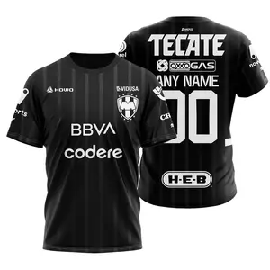 Personalized LIGA MX C.F. Monterrey Shirt 3D 2024-2025 Black Full Size Mexican Football T-shirt, Mexicano Futbol Jersey, Gifts for Him Dad