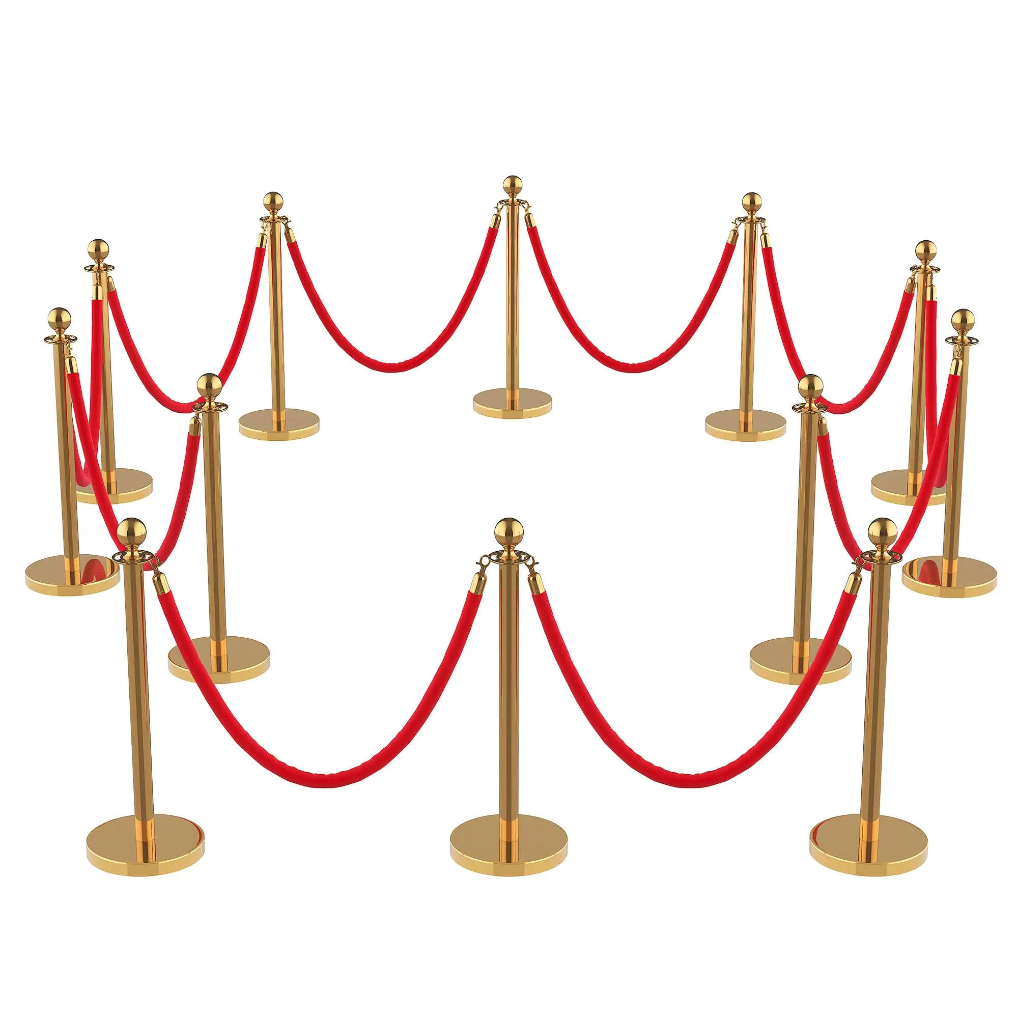 12-Pc Rust-Resistant Stainless Steel Gold Stanchions & Velvet Ropes Set - Retractable Belt Crowd Control Barriers with Stable Hollow Base, Red Carpet Posts for Weddings, Concerts, Commercial Events (Home Improvement, Garden Decor Supplies, Wide Coverage),