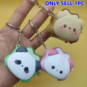 New Cute Sound-Activated Cartoon Keychain Doll, Multiple Colors Available, Fun Press-And-Return Design, Perfect for Birthday and Holiday Gifts