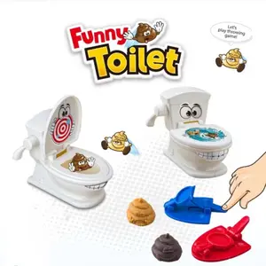 Poop Shooting Game Set for Kids, Funny Includes Toilet, 2 Launchers & 6 Soft Plastic Poops, Fun Interaction Family Toy Gift for Boys & Girls Aged 3-9