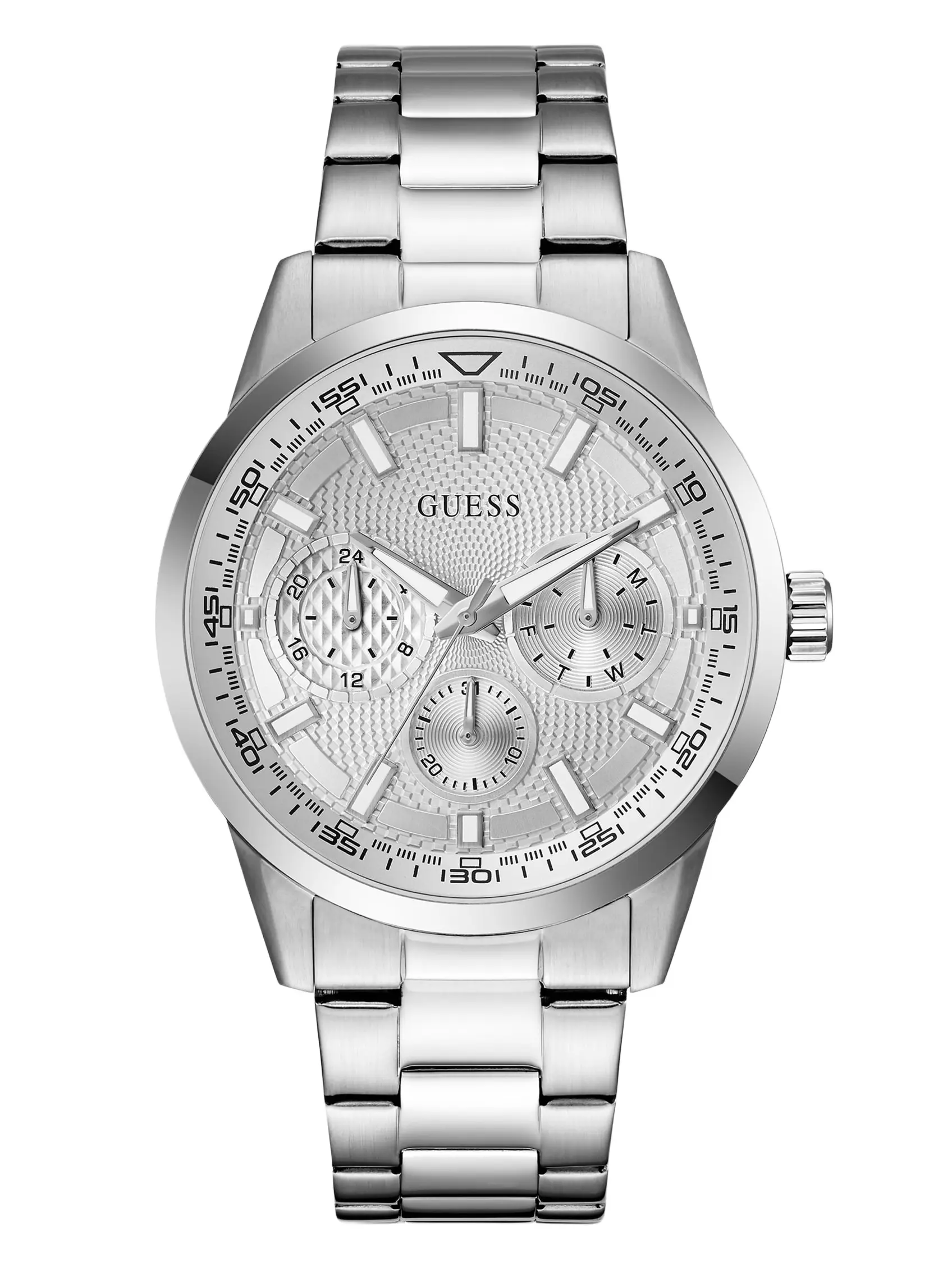 GUESS Male Silver-Tone Multifunction Watch