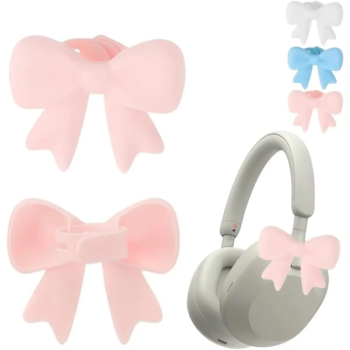 Silicone Bow-Shaped Earphone Accessories, Headphone Accessories, Headset, Aesthetic Unique Decorative Earphones, Earphone Clips, Earphone Decorations, Ideal for Mother, Wife, Girlfriend, Christmas, Valentine's Day, Birthday