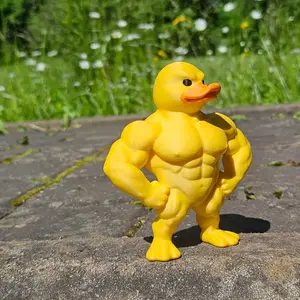 Funny Muscle Duck Statue, Western Figurine, Fitness Duck Decor, Clear Arm & Leg Design, No Power Needed, Home Office Gym Gift, Durable Plastic Collectible