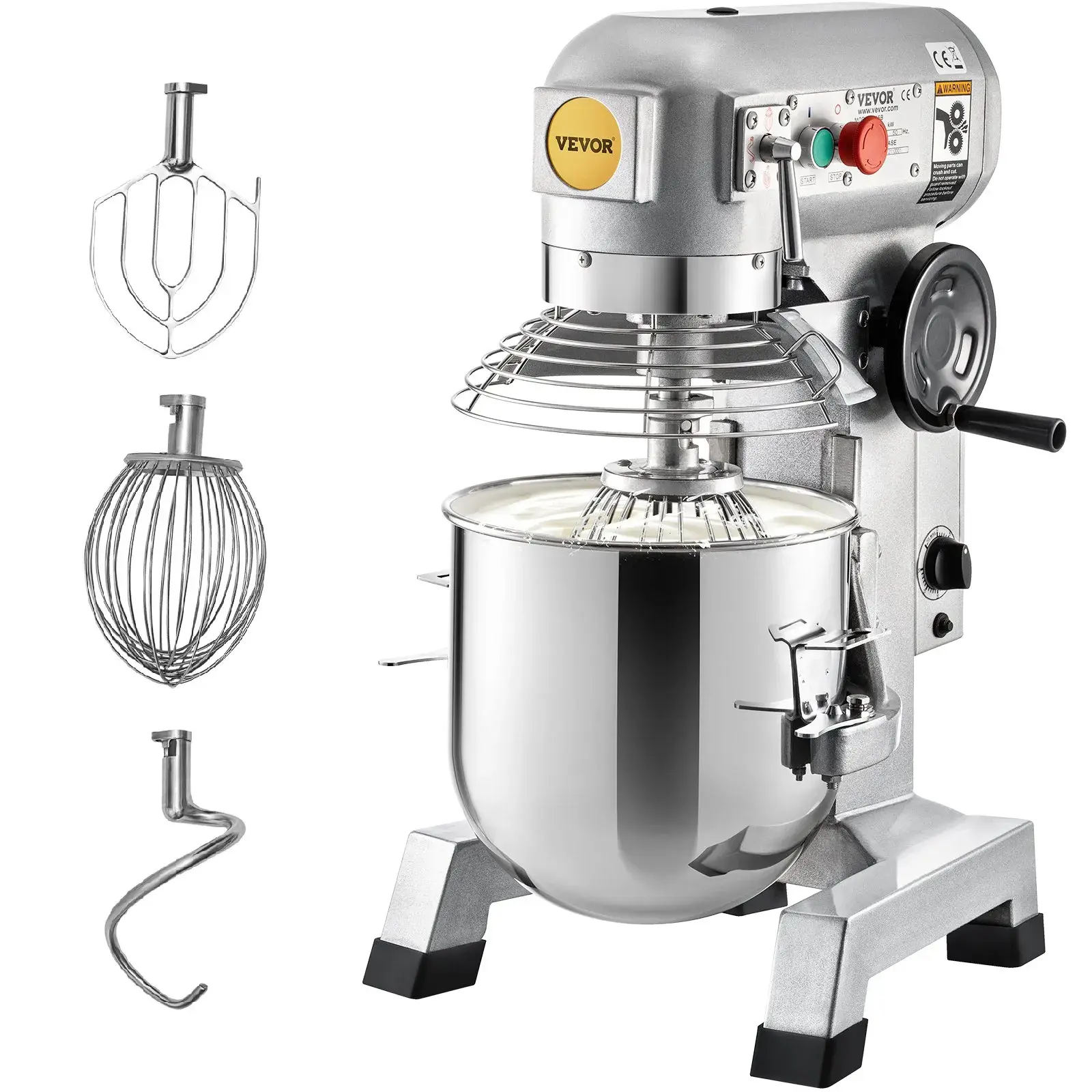 【Summerfinds】VEVOR Commercial Food Mixer,15Qt Commercial Mixer with Timing Function500W Stainless Steel Bowl Heavy Duty Electric Food Mixer Commercial with 3 Speeds Adjustable 113/184/341 RPMDough Hook Whisk