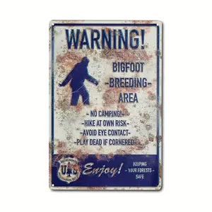 1count Bigfoot Breeding Area Metal Retro Plaque Warning Sign Metal Tin Sign Vintage Poster Bar Hunting Lodge Living Room Kitchen Bathroom Home Art Wall Decor Plaque Gift 8x12 Inch fashion 2025