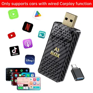 【FIFA World Cup 2026】Yurnlv Mini Al Box -Streaming Netflix/Youtube/Tiktok/Google Play to your car! 4 in 1 Wireless CarPlay and Android Auto Adapter suitable for Factory wired CarPlay Cars