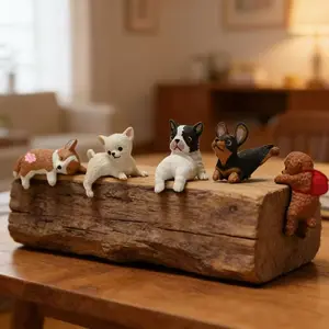 5pcs Dog Figurines, Realistic Plastic Puppy Figurines, Hand Painted Emulation Tiny Dogs, Dog Cake Topper, Easter Egg Birthday Gift, Decoration