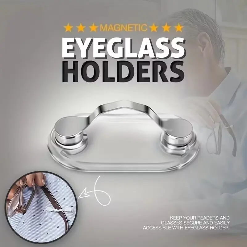 Magnetic Eyeglass Holder, Magnetic Pin Badge Clip, Earphone Clip, V-Shaped Storage Rack, Magnetic Clothes Clip, Clamp Type, Strong Magnetism, Lightweight, Portable, Organiser, Compact