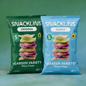 SNACKLINS Garden Variety Original & Ranch - Low Calorie Vegan Crisps Gluten Free, Grain Free Healthy Crunchy Puffed Snacks 3oz Variety Pack