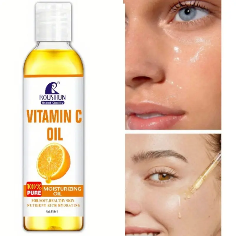 118ML ROUSHUN Vitamin C Oil Body OIL Moisturizing Body Oils Hydrating Essential Oil Moisturizer for Men and Women, suitable for all seasons of moisturizing and care, portable for Body, Face, Hand, Lip, Eye, Travel, Moisture, Skin Oil