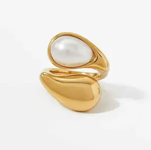 18K Gold Plated Pearl Ring
