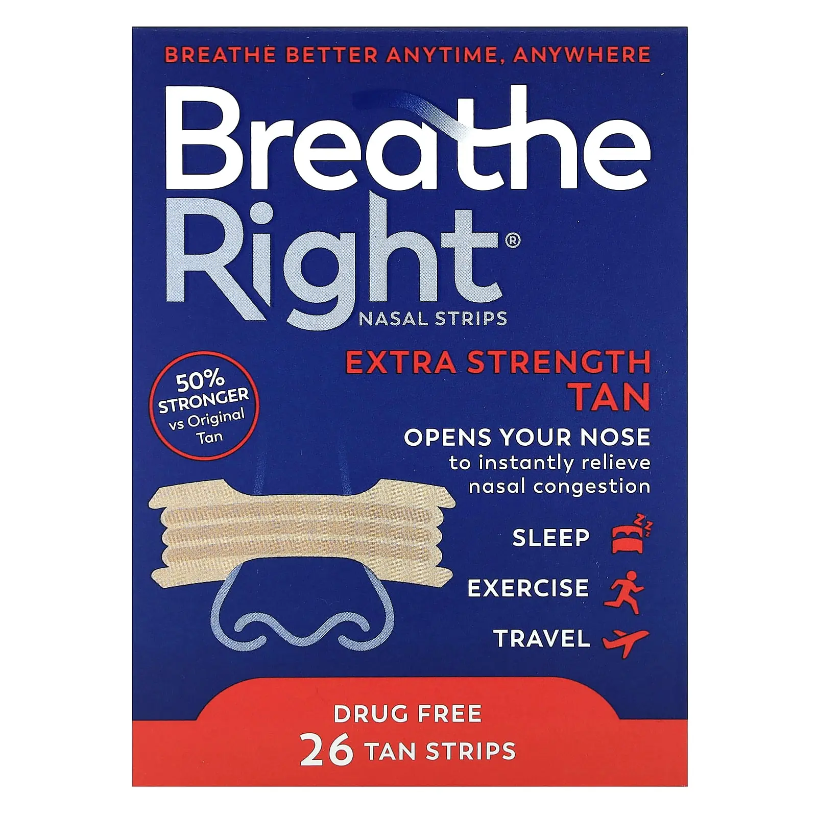 Breathe Right Nasal Strips, Tan, 26 Strips | HSA/FSA Eligible Breathe Right Nasal Strips, Tan, 26 Strips | HSA/FSA Eligible