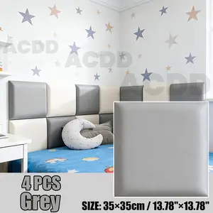 4-pack self-adhesive wall panels, Peel And Stick Wallpaper Designs, easy to peel and stick, impact-resistant and soundproof, DIY decoration, leather material, 3D soft upholstery, suitable for headboard background, TV background, home theater