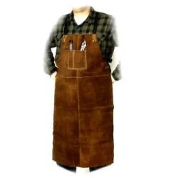 Steiner Industries SB92166 Weld Rite Adjustable Brown Leather Bib Apron - 24x42 in, Buckle, Nylon, Durable, Split Leg, Chest Pockets, for Repair Work, Workshop Tasks, Split Legs