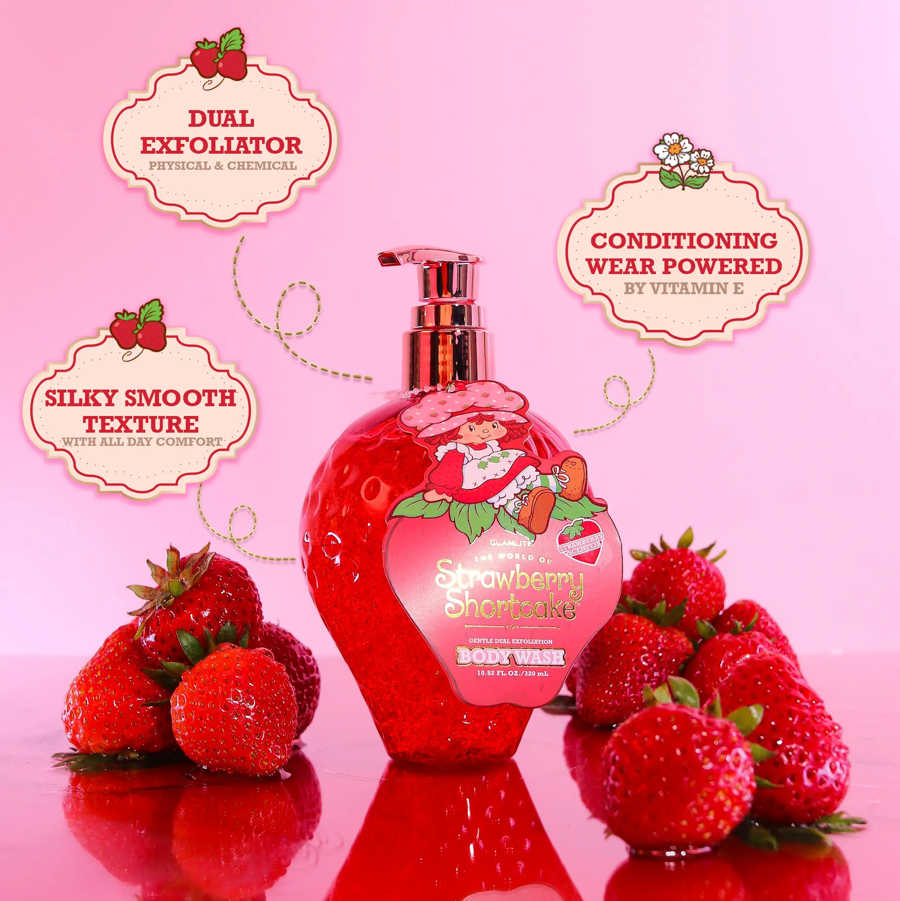 Strawberry Shortcake x Glamlite Body Wash & Body Scrub
