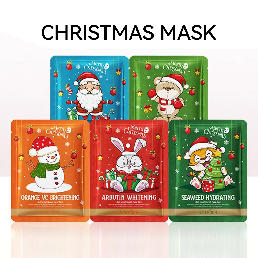 10 Pack Christmas Face Mask 25g Hyaluronic Acid Moisturizing Nourishing Skin Care Daily Skincare Products Hydrating Mask