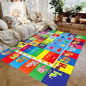 Children's Play Carpet ABC Education Rug Baby's Understanding of Alphabet AnimalsChildren Bedroom Rugs Learning Mat Parent-child Activity Rug