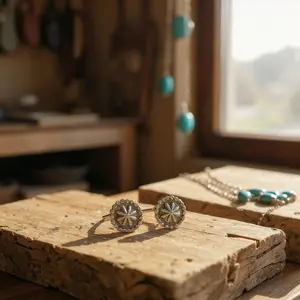 Handcrafted Native American Sterling Silver Stud Earrings