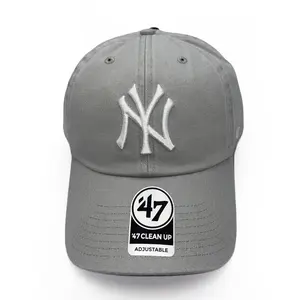 ’47 Brand New York Yankees Clean Up Cap Gray Classic Adjustable Everyday Fit Soft-Washed Cotton Iconic NY Logo