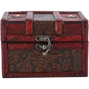 Classic wooden storage box, jewelry organizer, portable decorative wooden chest, 14x9.5x9 cm
