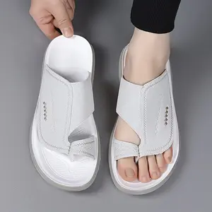 Bdhjydb Men'S Versatile Plain-Colored Soft-Soled Flip-Flops with Trendy Printed Design, Anti-Slip And Durable Thick Sole, Suitable for Daily Home And Casual Wear