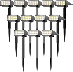 WELALO 12Pack Solar Spot Lights Outdoor, Solar Lights Outdoor Waterproof with 4 Light Mode 2-in-1 Landscape Spotlights Solar Powered Yard Garden Outside Flood Light for House Pathway Tree (Cool White)