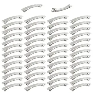Lawie 50 Pack 4 Inch Large  Blank Rectangle Metal  Barrette 10cm Hair Clips DIY Crafts Plain Barrettes for Bows Thick Hair Snap Clips Ponytail Holder Hairclips Accessories for Women Girls