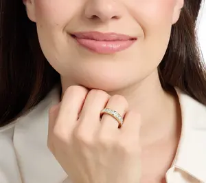 Steel by Diamonique Ascher Cut Eternity Band Ring