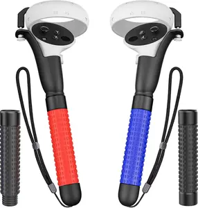 VR  Handle Accessories for Quest 2 Controllers, Extension Grips for Playing Beat Saber Gorilla Tag Long Arms, Compatible with Oculus Quest 2 Touch Controllers, Black, Red, Blue