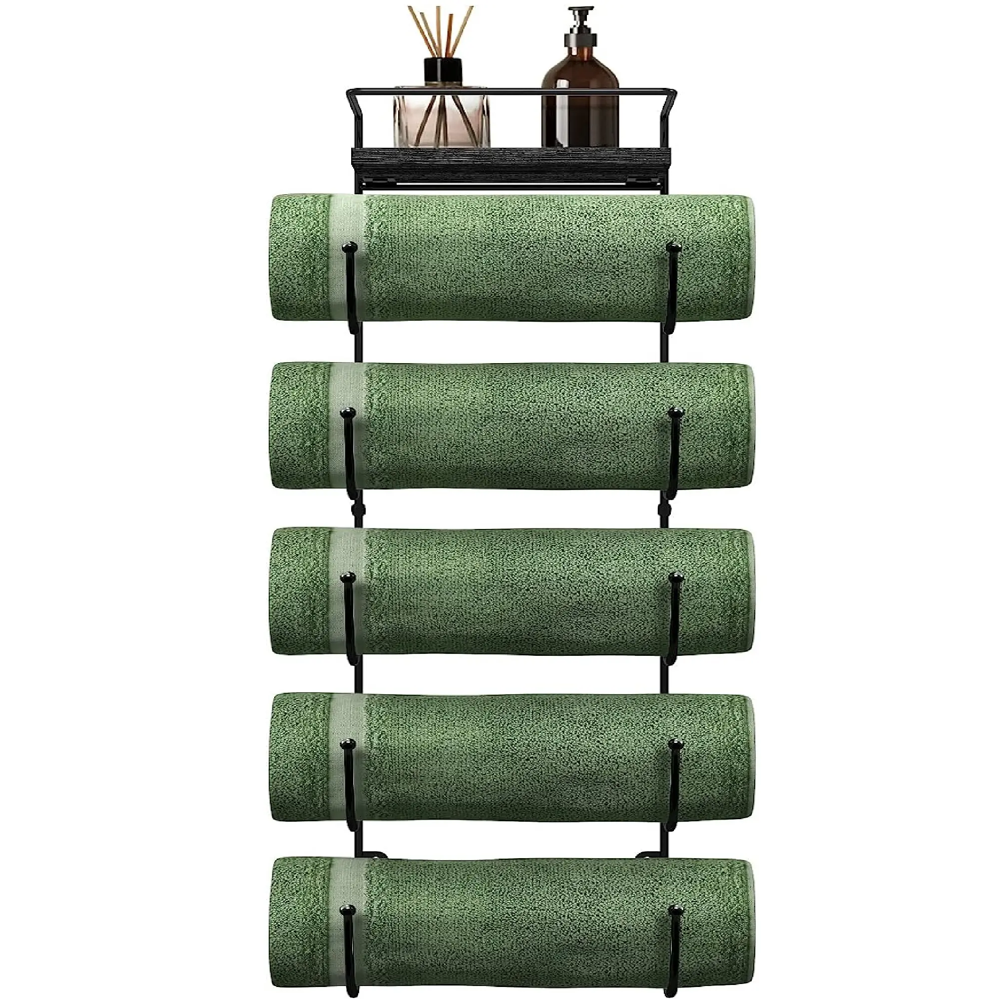 Sorbus Modern 5-Tier Metal Towel Rack with Wood Shelf, Bathroom Accessory for Bathroom Towel Storage