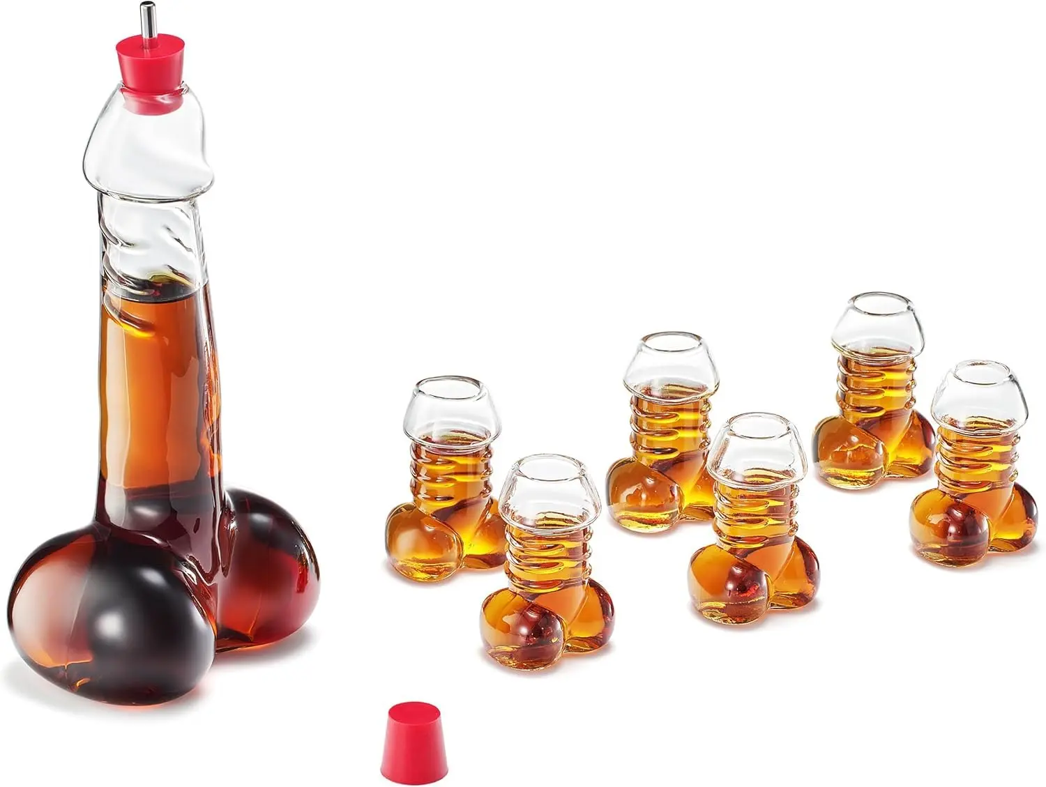 Decanter Set with Glasses, Decanter -17oz-, Shot Glasses -3oz -, for Whiskey, Liquor, Tequila, Vodka, Bar Glasses, Cocktail Glasses, Bachelorette Party, Funny Gifts