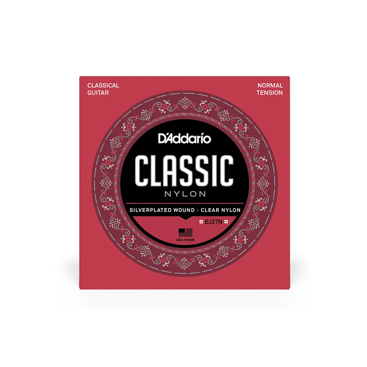 D'Addario EJ27N Student Nylon Classical Guitar Strings, Normal Tension, 28-43 Gauge, Set of 6 Strings