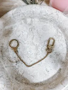 Pre-owned Louis Vuitton Extender Chain and Key Ring Gold Tone Metal with Secure Clasp for Bags and Purses