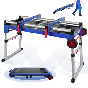 #Summervibes WORKPRO Miter Saw Stand, 5-in-1 Portable Workbench, Quick Folding Work Table with Detachable Miter Saw Stand & Height Adjustable Legs, Scaffold/Dolly/Creeper/Platform for Woodworking, Repair, Masonry
