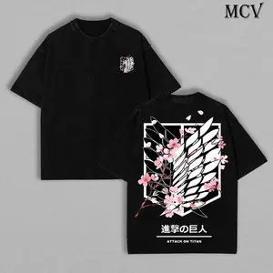 Attack On Titan Anime Unisex Tee | Wings Of Freedom AOT Shirts - Eren Acid Wash Shirt Graphic Tee Casual Menswear Soft Top Sweater, Hoodie | AOT Streetwear Style Tee  Shirt Graphic Tee Casual Menswear Soft Top Sweate