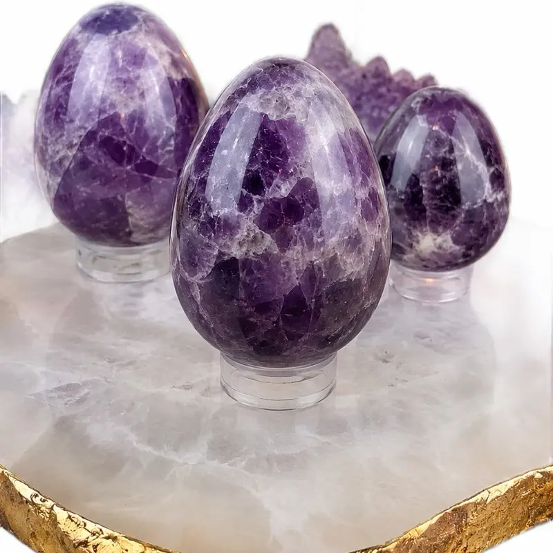 Natural Amethyst Crystal Egg - Polished Unisex Healing Stone for Adults' Meditation, Exquisite and Unique Home Decor