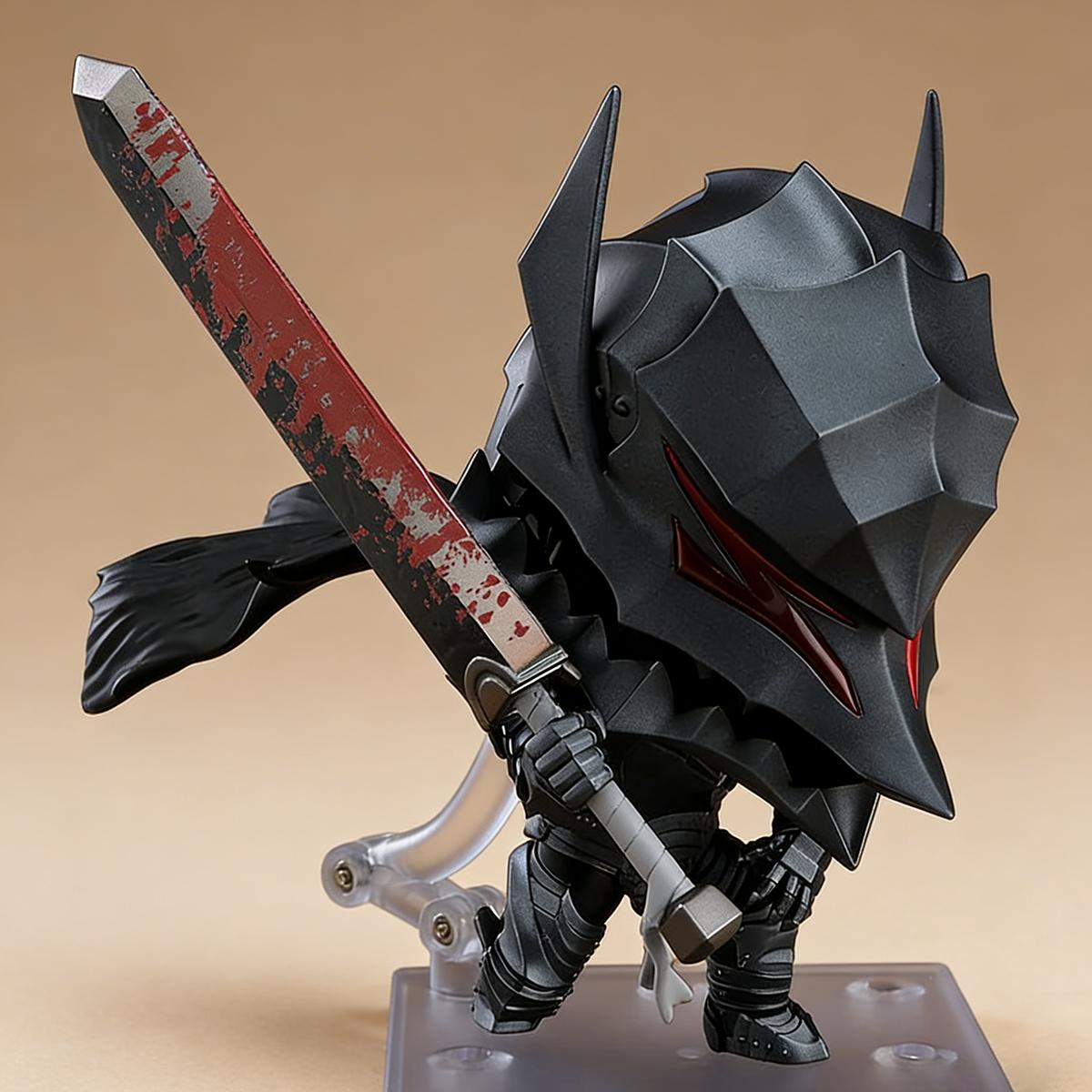 Q Version Berserk Guts #2134 & #2830 Berserker Armor Action Figure Set, Interchangeable Face Anime Collectible Model Toy