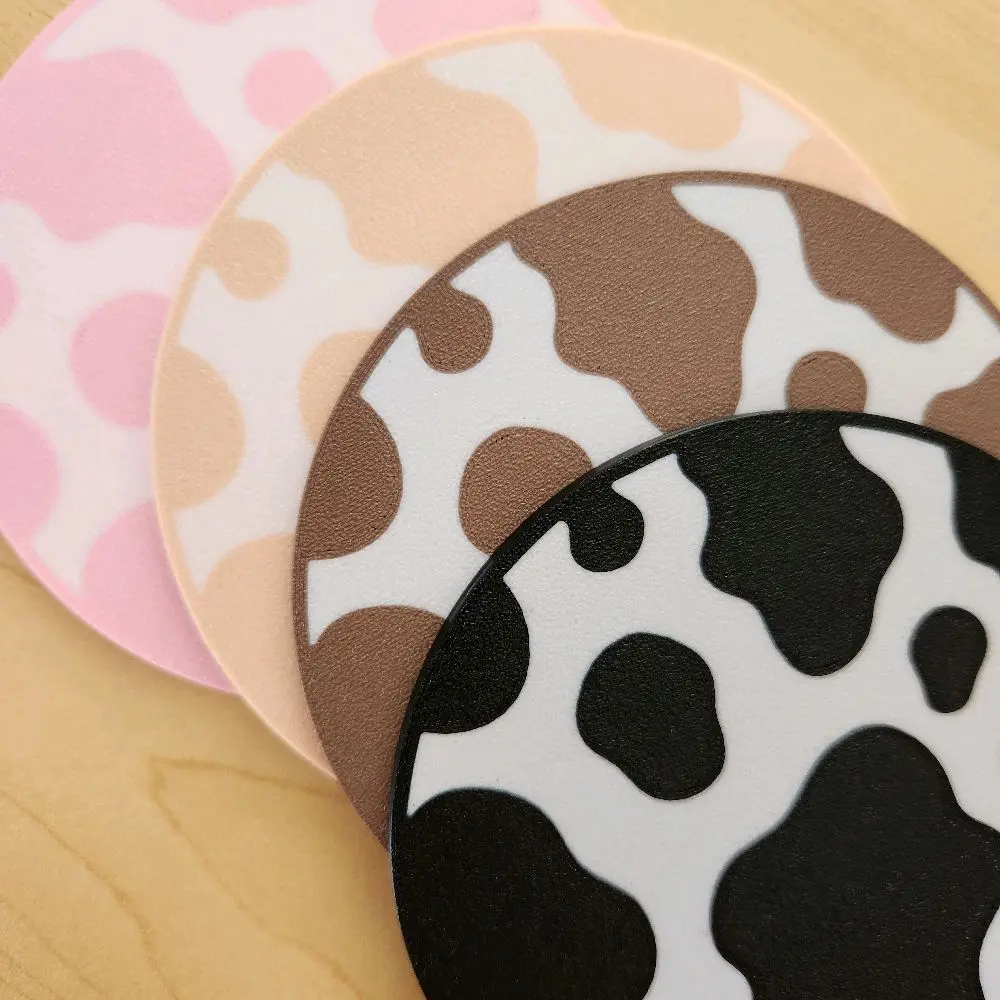 Cow Print Coaster Set 3D Printed - Unique Design for Your Collection