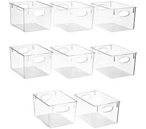 Set of 8 Clear Fridge Bins with Handles