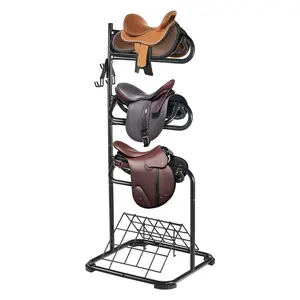 VEVOR Freestanding Saddle Stand, 30 x 30 x 68.5 in, 3 Tiers Saddle Rack, Heavy Duty Saddle Blanket Holder with Removable & Rotating Tiers, English & Western Saddle Rack for Tack Room Organization