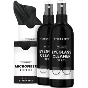 Eyeglass Cleaner Spray - Glasses Cleaner No Streaks Technology & Microfiber Cleaning Cloth - Glasses Cleaning Kit, Eye Glass Cleaners Spray Lens Cleaner - Screen & Eye Glasses Kit - 2 Pack