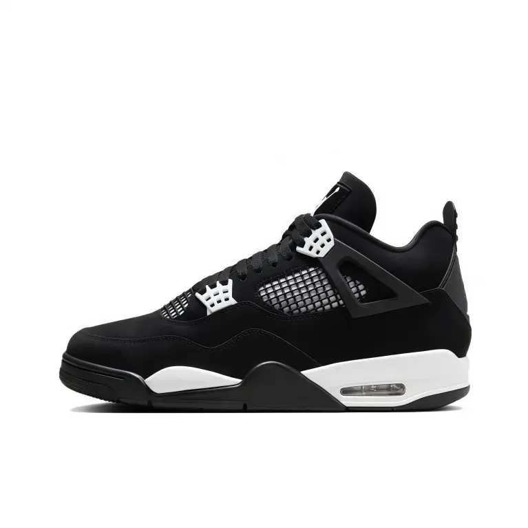 Mid top basketball sneakers black matte leather white hollow frame air cushion durable traction minimalist design city daily wear festival ready timeless popular street style unisex travel walking sneakers